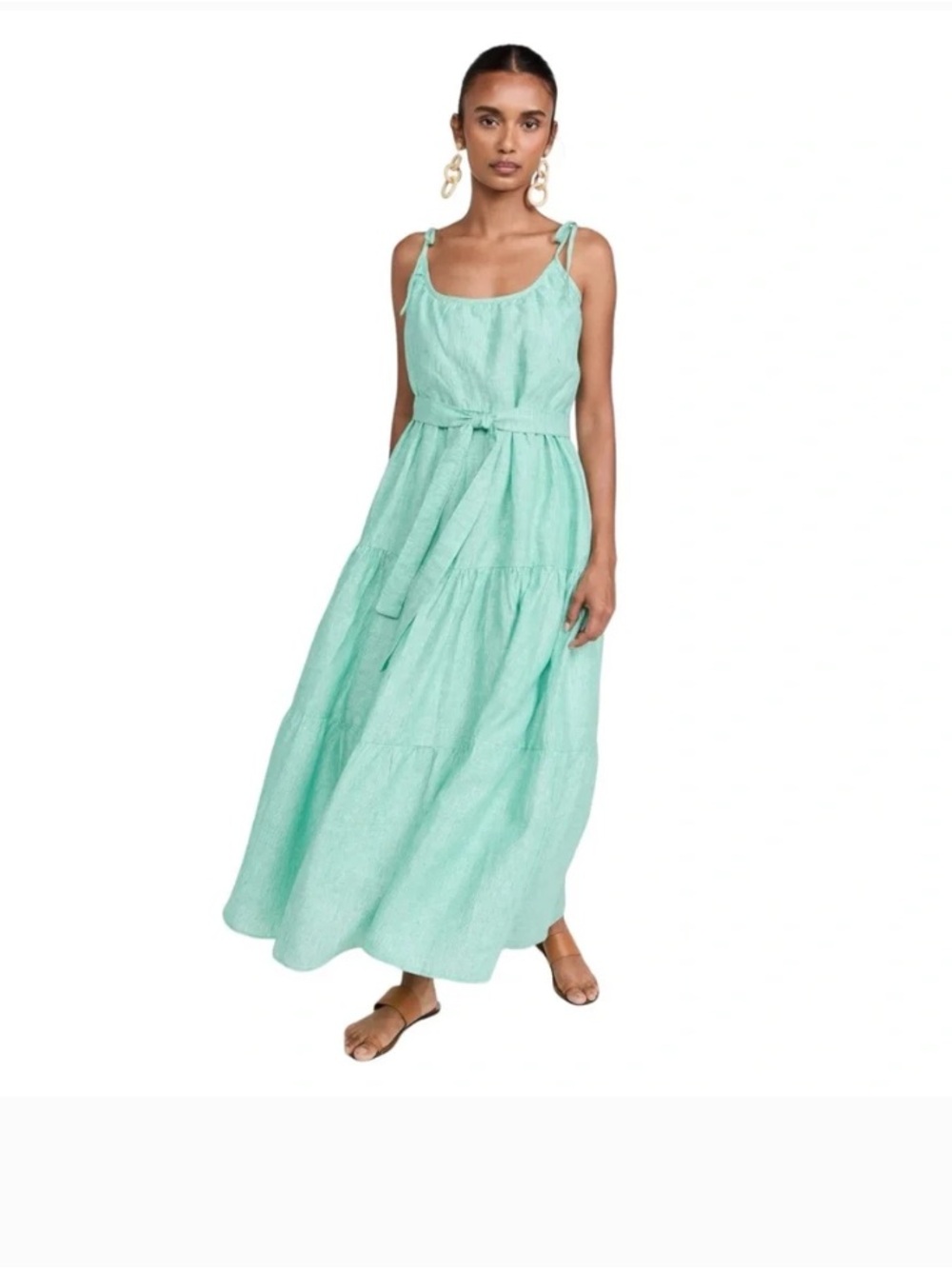 Mille Maui Dress Green Stripe Linen